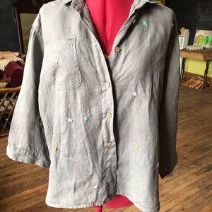 Oversized Grey Linen Shirt